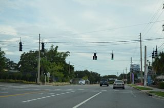 Southbound SR 424 (Edgewater Drive) at Arthur Street west to the University Heights and Palomar neighborhoods and the signalized entrance to Bishop Moore High School.