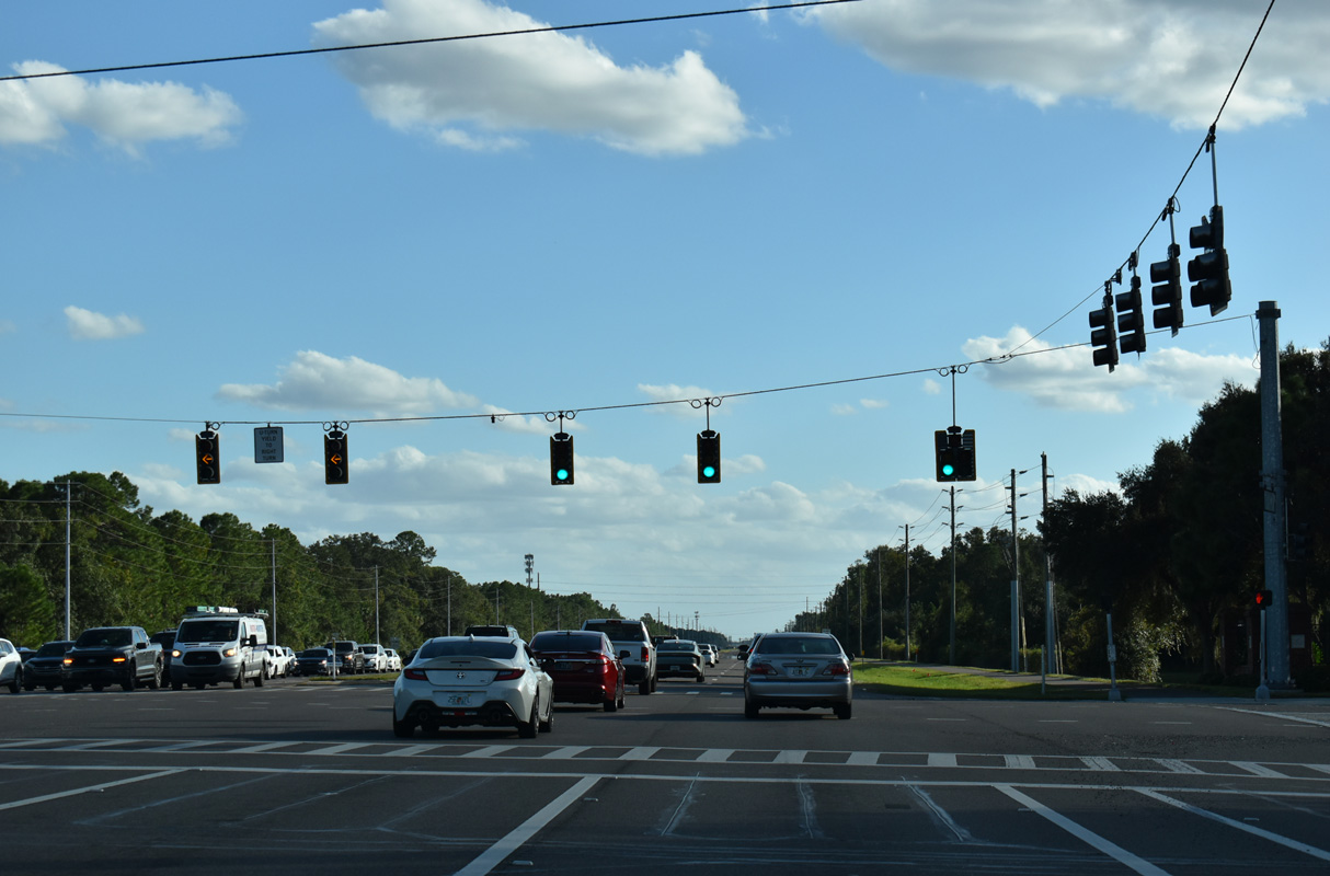 Chancey Road west and Mystic Oak Boulevard east come together at what previously was the first southbound traffic light on CR 581. Chancey Boulevard spurs east to a number of newer developments while Mystic Oak Boulevard winds west to the Seven Oaks community.