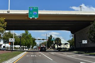 Just west from 21st and 22nd Streets, Interstate 4 ends at the Downtown Interchange with Interstate 275.