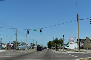11th Avenue S leads west to Boca Ciega High School in north Gulfport.