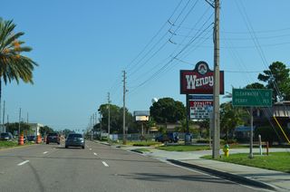 The distance sign posted north of SR 694/CR 694 (Park Boulevard) referencing Perry was replaced by December 2015 with a new assembly further north listing Tarpon Springs and New Port Richey. Located well to the northwest at the cross roads of U.S. 19/27/98, Perry alluded to 66th Street N as SR A19A.