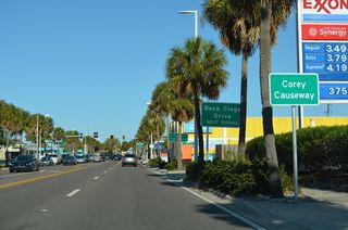 SR 693 lines 75th Avenue two blocks east from SR 699 (Blind Pass Road) to Corey Causeway.