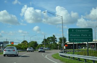 The freeway along U.S. 19 extends north from 52nd Street N in Pinellas Park to Evans Road north of SR 580 in Clearwater.