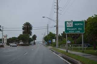 SR A1A separates from SR 10 (Atlantic Boulevard) a short distance west of Hopkins Creek. The state road lines Mayport Road to North Beach in Jacksonville.