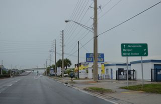 SR A1A combines with SR 101 for 2.3 miles to North Beach, Jacksonville. SR 101 extends to Naval Station Mayport while SR A1A uses Mayport Ferry and continues to Talbot Island and Amelia Island in Nassau County.