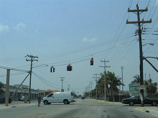Typical suburban style strip malls and big box retail encompass the areas of Kennedy Drive and U.S. 1 (North Roosevelt Boulevard) in east Key West. Northside Drive intersects Kennedy Drive here at City Park. Northside Drive ventures east from the traffic light to 20th Street and 18th Terrace.