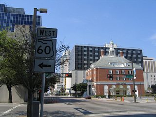 U.S. 41 Business parts ways with SR 60 west to join Florida Avenue north from Kennedy Boulevard toward Tampa Heights. Kennedy Boulevard becomes a two-way boulevard west at Ashley Drive and the draw bridge across the Hillsborough River.