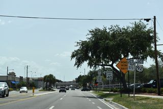 A shopping center lies along the north side of Gandy Boulevard between Himes Avenue and the intersection with U.S. 92 east and SR 573 (Dale Mabry Highway) south. U.S. 92 overtakes Gandy Boulevard west from Dale Mabry Highway to St. Petersburg.