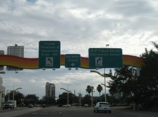 Meridian Avenue transitions to Beneficial Drive south across Garrison Channel to Harbour Island after the intersection with Channelside Drive.