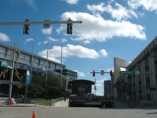 Morgan Street leads south from the central business district to Amalie Arena, an entertainment venue that is home to the Tampa Bay Lightning hockey franchise. Morgan Street meets Channelside Avenue across from the parking garage entrance to the arena.