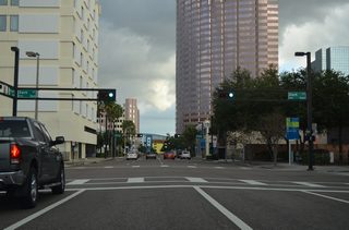 Pierce Street extends two blocks south from Orange Avenue to Zack Street. Zack Street heads one block east to the Hillsborough County Courthouse.