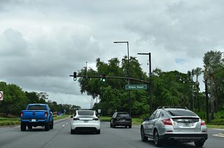 Buena Vista Drive continues east to the signalized entrance for the Riviera Resort.