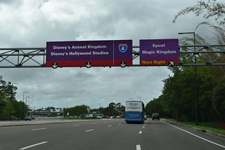 Bonnet Creek Parkway parallels Epcot Center Drive north to an entrance ramp for the expressway at Disney Vacation Club Way. Epcot Center Drive arcs west around Epcot to World Drive south of the Magic Kingdom.