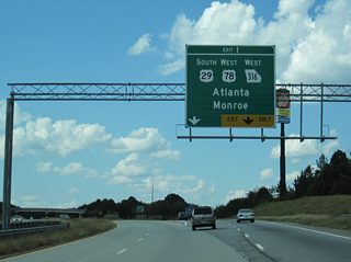 The Athens Perimeter Highway inner loop reaches the parclo A2 interchange (Exit 1) with Epps Bridge Parkway east and U.S. 29-78/SR 8-316 west. SR 316 travels 39 miles along an expressway west to Interstate 85 near Duluth.