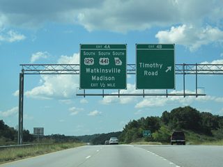 Exit 4B departs for Timothy Road northwest to Epps Bridge Parkway and U.S. 78 Business (Atlanta Highway).