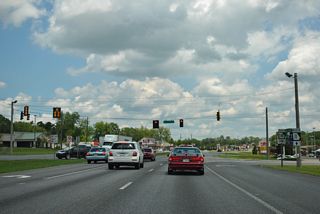 SR 18 circumvents the Gray city center along Bill Conn Parkway southeast to its original alignment south of James Street.