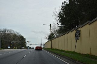SR 42SP (McDonough Boulevard) heads northwest from U.S. 23/SR 42 (Moreland Avenue) to the Chosewood Park and South Atlanta neighborhoods in Atlanta.