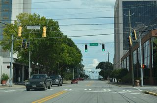 U.S. 41 Business (Walnut Street) southbound at 1st Street in Downtown Macon.