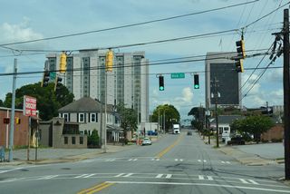 Walnut Street east at New Street.