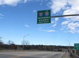 Spring Street takes U.S. 129/23 north across the Ocmulgee River to Interstate 16.
