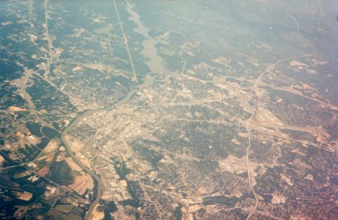 Aerial view of Columbus from April 1995