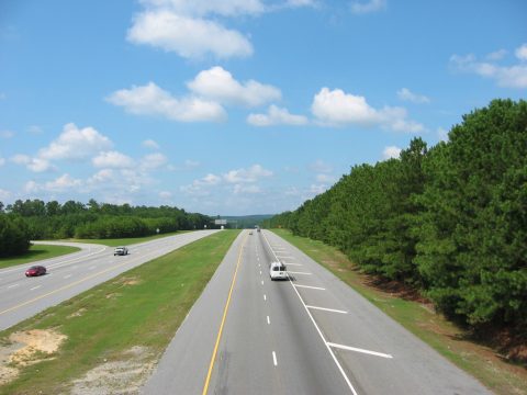 I-185 north of the Williams Road overpass in Columbus, Georgia