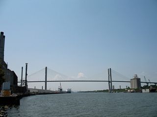 The Talmadge Bridge from Rousakis Plaza along River Street.