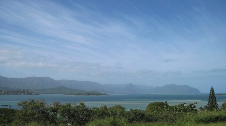 Kane'ohe Bay Vista Point along Interstate H3 in Hawaii.