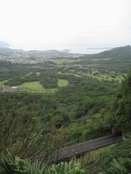 Route 61 south existing the Pali Tunnel from the Old Pali Highway Lookout