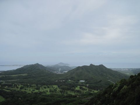 Westward view of the Oneawa Hills from the Old Pali Highway Lookout