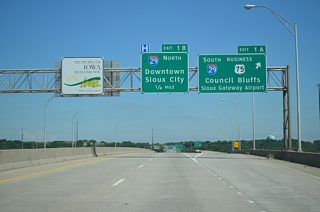 Interstate 129 ends within the exchange joining U.S. 20/75 with I-29. I-29 heads south to Council Bluffs and Kansas City.