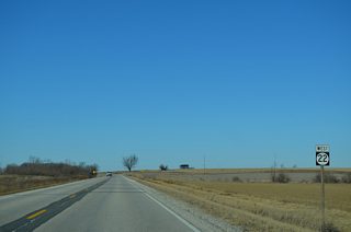 IA 22 bends back west beyond CR G20 at upcoming Bay Circle.