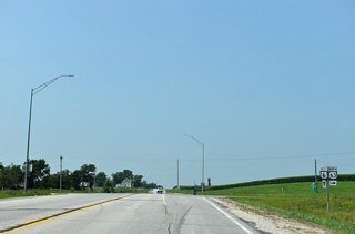 Historic U.S. 6 returns where U.S. 63 turns north for Tama and Waterloo. U.S. 6 continues west 5.7 miles to the city limits of Grinnell.
