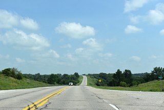 U.S. 63 travels north from Lancaster, Missouri into rural Davis County, Iowa.