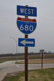 130th Street connects I-680 with River Road N and 145th Street at a rural diamond interchange (Exit 1) east of the Mormon Bridge.