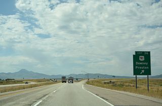 U.S. 91 travels 42.08 miles south from the diamond interchange at Exit 36 to Downey, Preston and the Utah state line beyond Franklin.