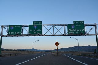 Interstate 86 travels 63.17 miles west from I-15 and Pocatello to American Falls and I-84 north of the Cotterel Mountains. I-84 extends west from I-86 to Boise and Portland, Oregon.