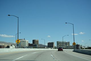The Boise Connector along U.S. 20/26 concludes eastbound at the signalized intersection with 13th Street.