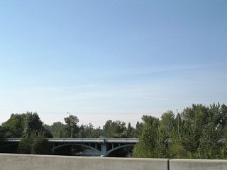 Fairview Avenue spans the Boise River on a concrete arch bridge just north of the Boise Connector.