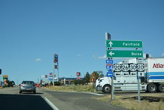 U.S. 20 separates from I-84/U.S. 26-30 east at Mountain Home.