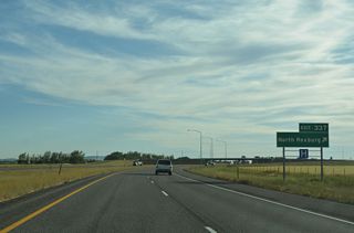 N Salem Road becomes N 2nd E south from the diamond interchange at Exit 337 into north Rexburg.