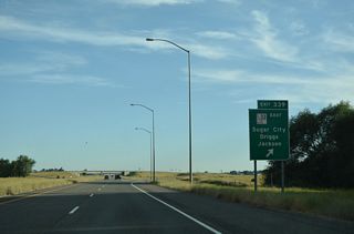 Idaho Highway 33 travels 55.41 miles east from Sugar City to Driggs and the Wyoming state line south of Victor. Wyoming Highway 22 extends east from ID 33 to U.S. 191 in Jackson.