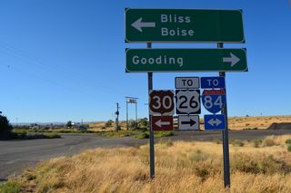 U.S. 30 west at Business Loop I-84. Paralleling the Snake River, U.S. 30 enters Bliss north from Hagerman.