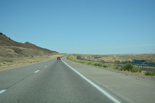 Old U.S. 30 and the Union Pacific Railroad run east between I-84/U.S. 26-30 and the Snake River.