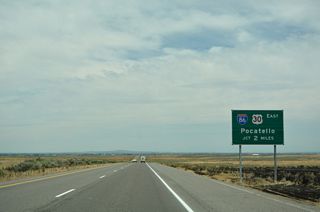 Interstate 84 converges with the west end of I-86 and U.S. 30 at Exit 222 in two miles.