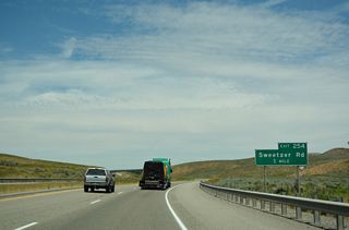 The diamond interchange at Exit 254 connects Interstate 84 with Sweetzer Road to Hutchey and Sweetzer Canyons.