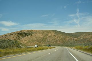 Interstate 84 curves west ahead of Sweetzer Canyon.