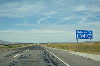 Interstate 84 crosses the Utah state line through Curley Valley, west of the Stone Hills.