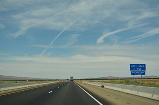 The Juniper Rest Area lines Interstate 84 westbound at mile marker 269.