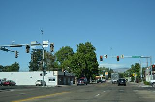 SH 51 overlaps with Business Loop I-84 (American Legion Boulevard) east to I-84/U.S. 20-26-30.